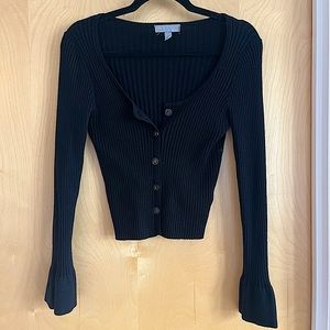 ASOS Black button up crop Cardigan / Sweater with bell sleeve / knit sweater
